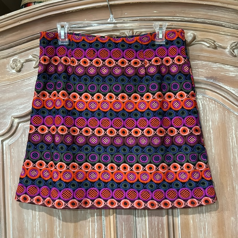 Hutch Anthropologie Colorful Pattern Crochet Mini Skirt